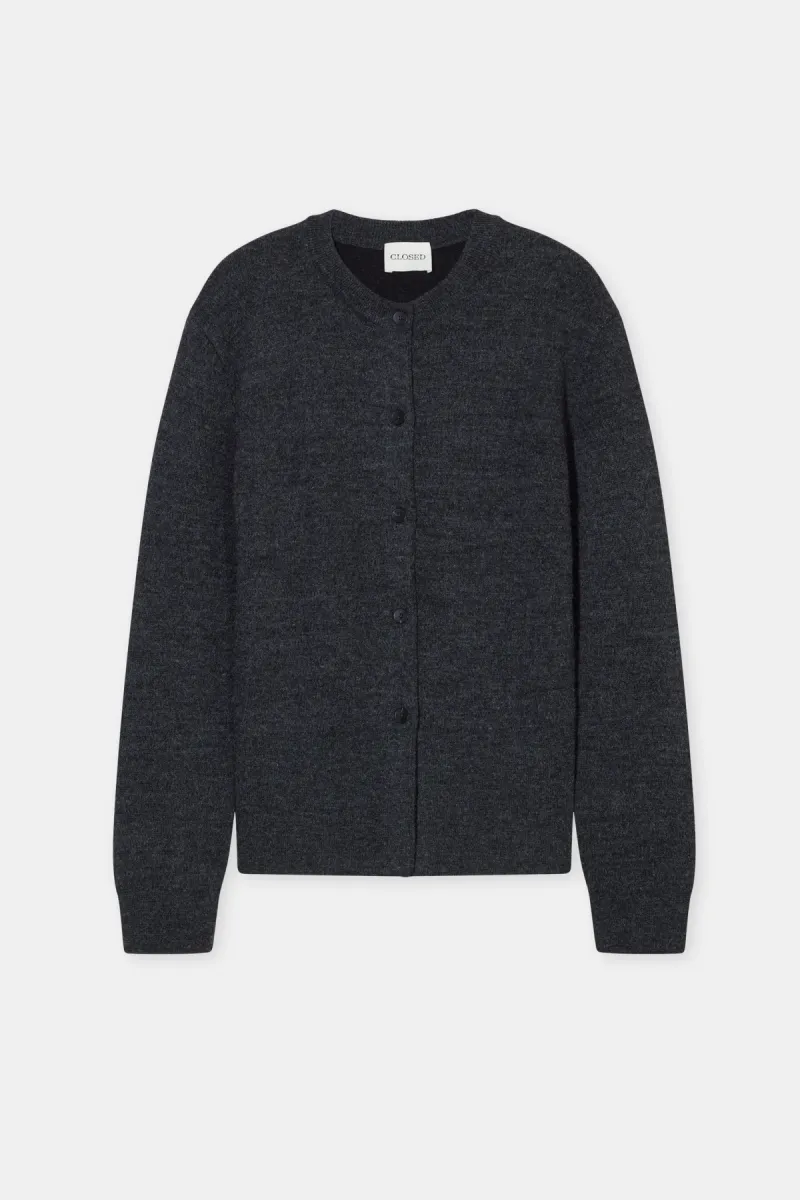 Closed-Crew neck cardigan-C96827-97H-CR-177 Black melange-ZWART