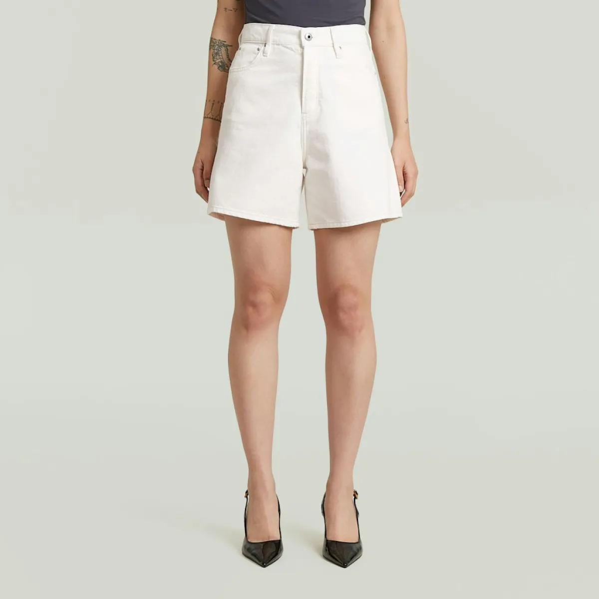 G-STAR-Jett high short clean edge-D28386-E503-159 Ecru-ECRU