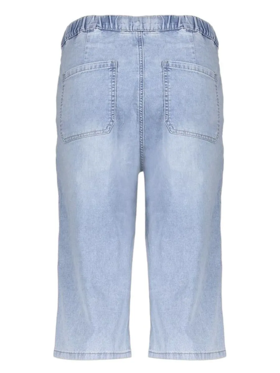 GEISHA-Capri elastic waist-51306-10-830 Bleached denim-LICHT DENIM
