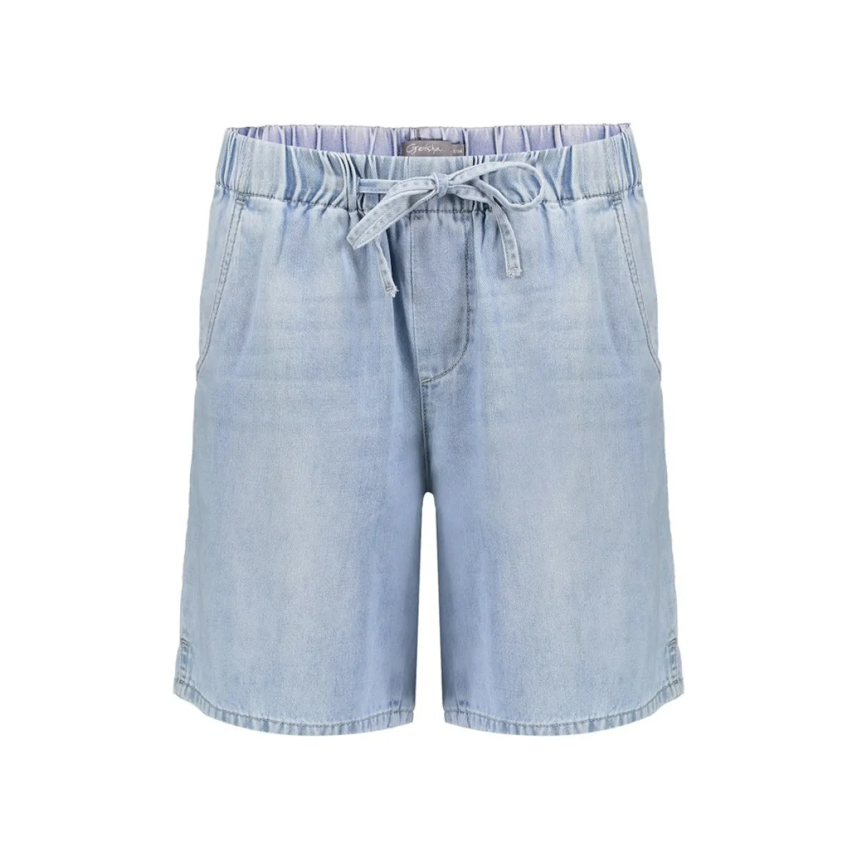 GEISHA-Shorts elastic waist-61302-10-830 Bleached denim-DENIM