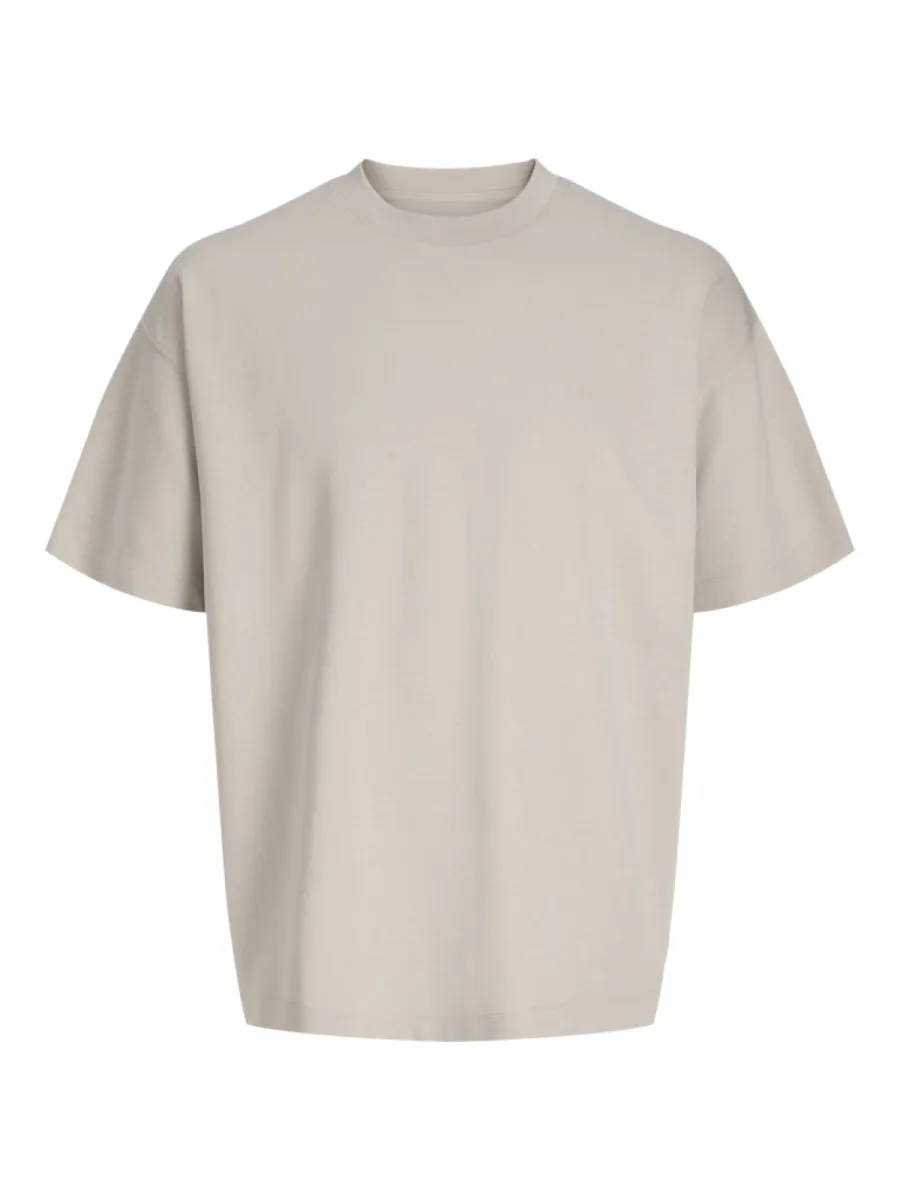 JACK & JONES-JJEBARRON TEE SS O-NECK NOOS-12298906-Moonbeam-ECRU
