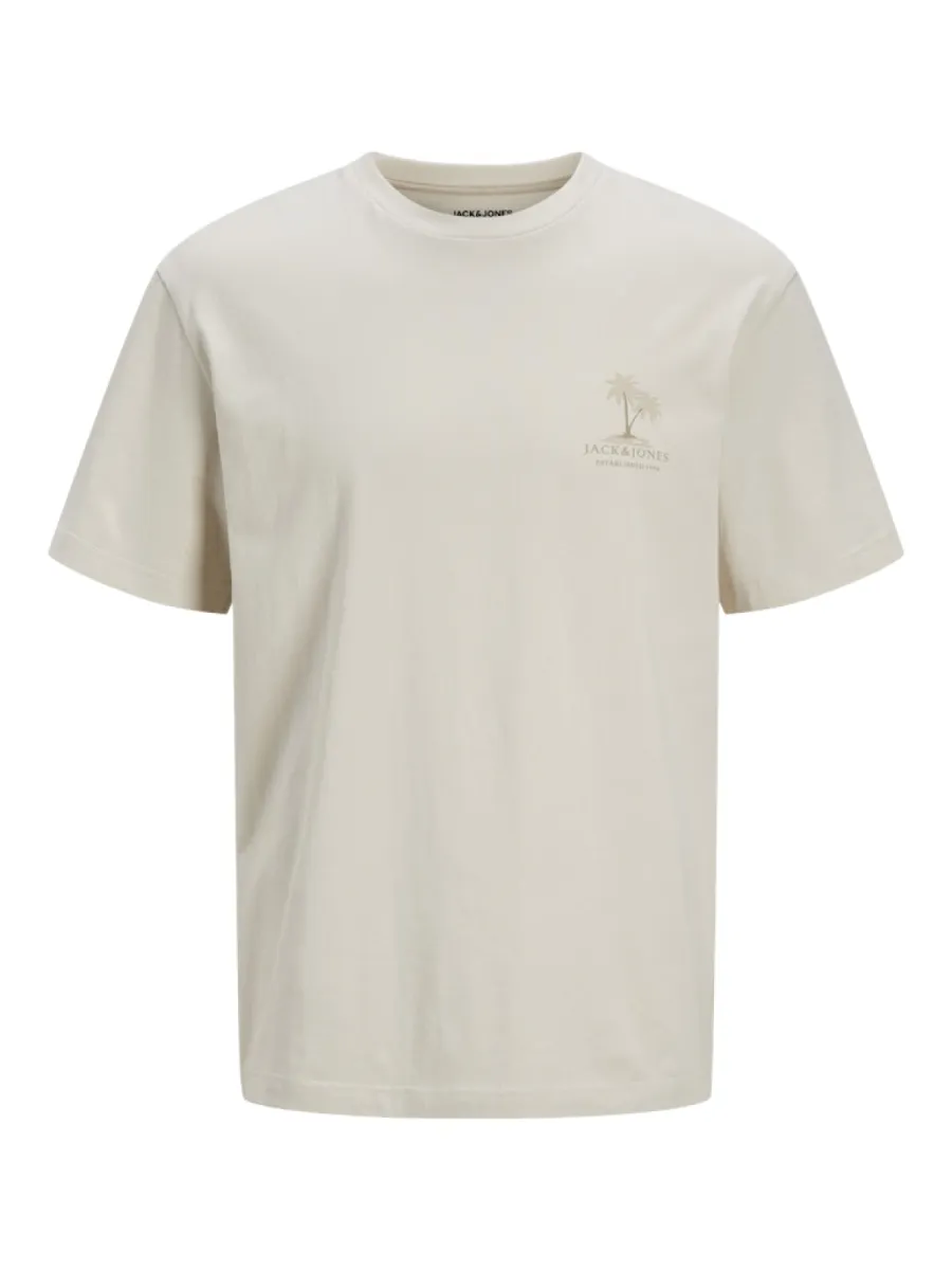 JACK & JONES-JJSUMMER VIBES TEE SS CREW NECK-12269372-Moonbeam-ECRU