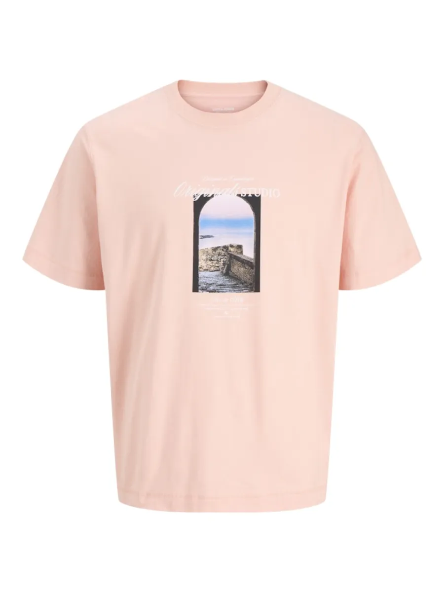 JACK & JONES-JORNORREBRO PHOTO TEE SS CREW NECK-12291022-Peach melba-PERZIK
