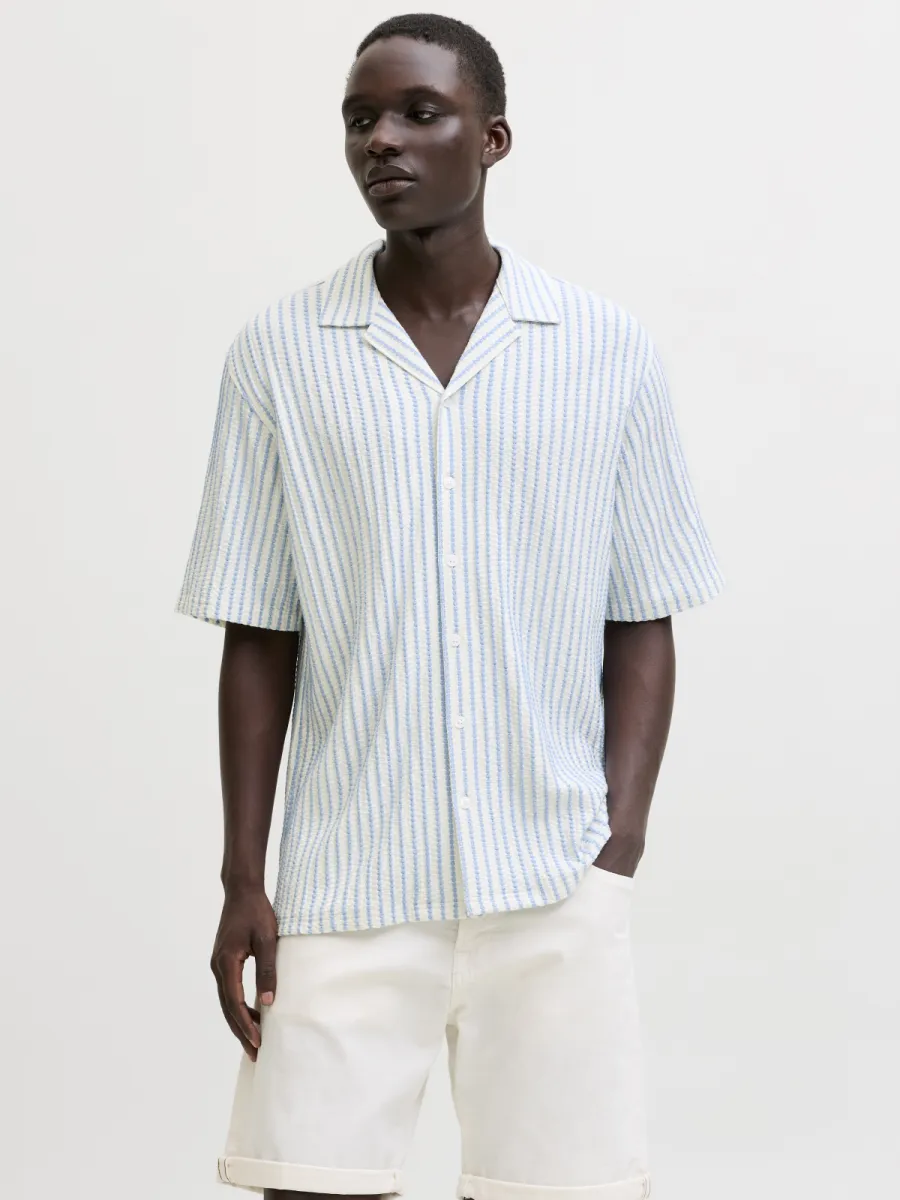 JACK & JONES-JPRBLADOUGLAS JERSEY S/S SHIRT SN-12295636-Chambray blue-LICHT BLAUW