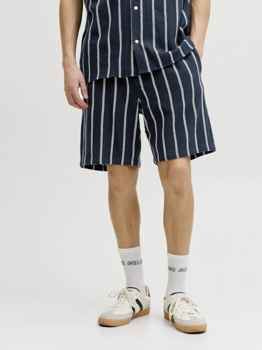 JACK & JONES-JPSTJAIDEN COBA STRIPE JOG SHORTS R-12274413-Sky captain-NAVY