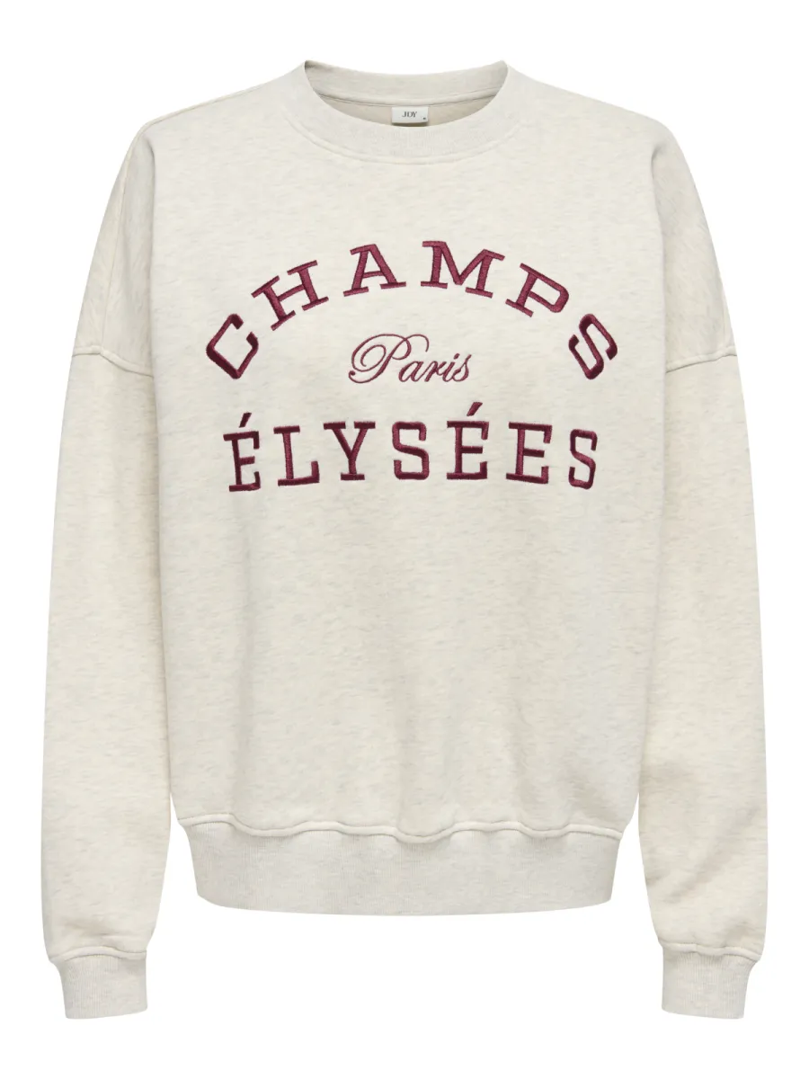 JDY-JDYMESA L/S O-NECK EMB SWEAT JRS NO-15370526-Oatmeal Champs Cabarnet-GRIJS