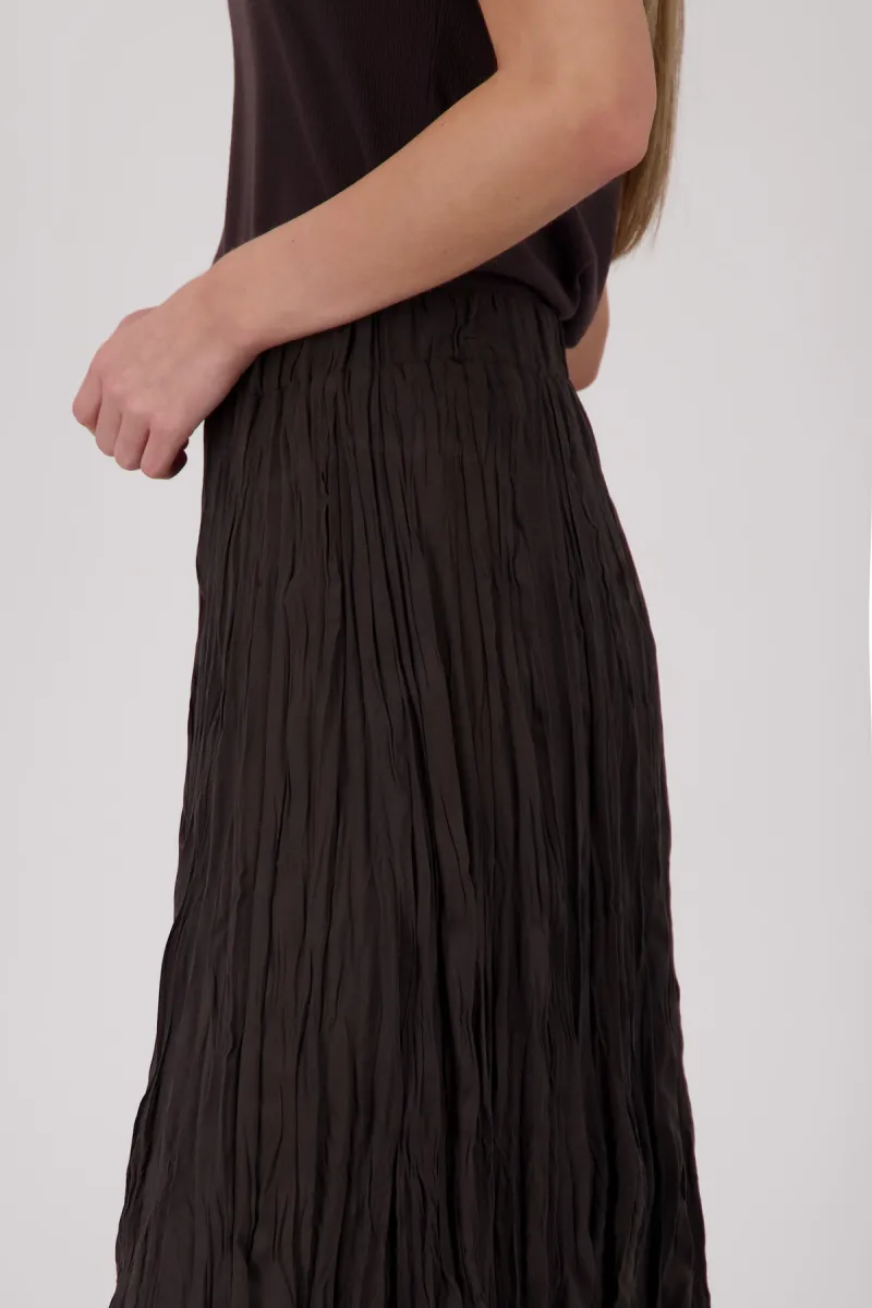 Monari-Long skirt with crash look-410841-549 Coffee-CAFE