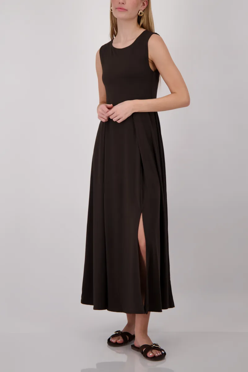 Monari-Maxi dress with slits-410655-549 Coffee-CAFE