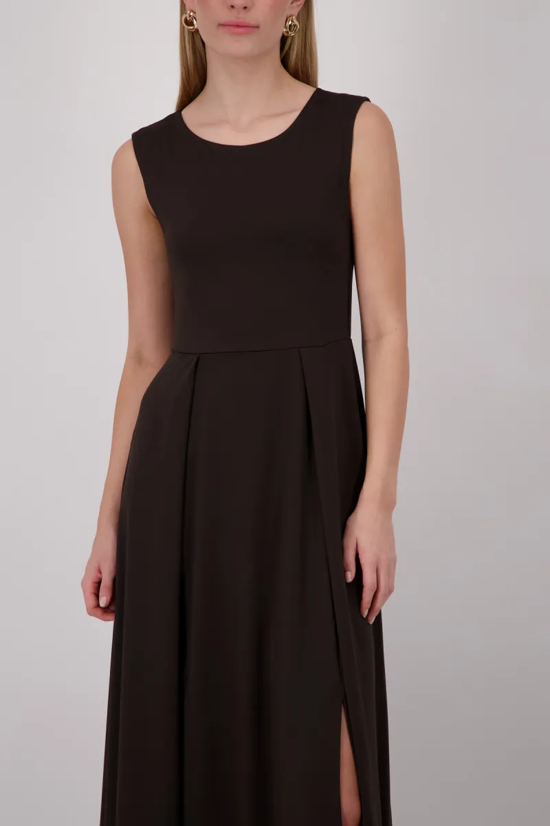 Monari-Maxi dress with slits-410655-549 Coffee-CAFE