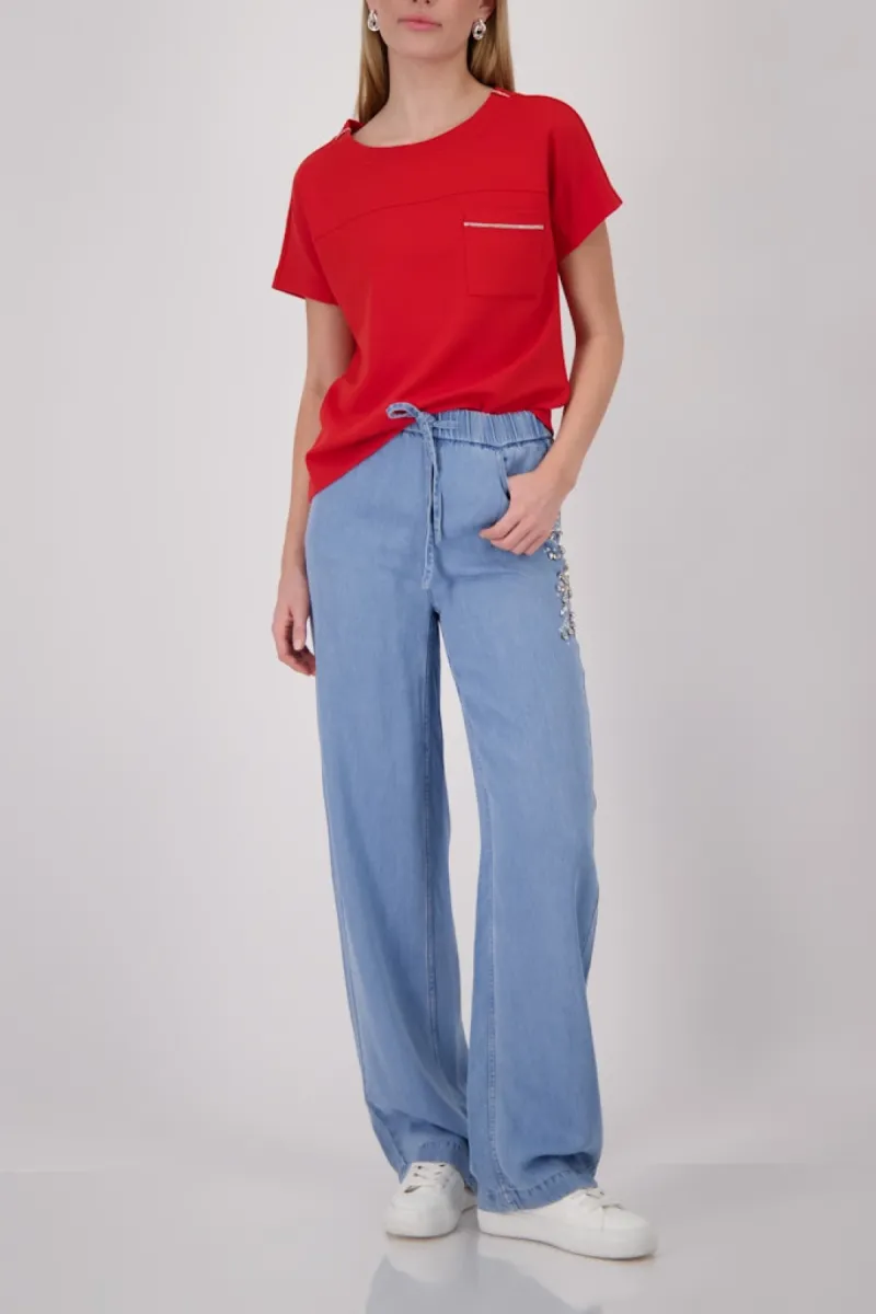 monari-sweatshirt-with-chest-pocket-410967-313-coral-red-rood-2 Monari-Sweatshirt with chest pocket-410967-313 Coral red-ROOD