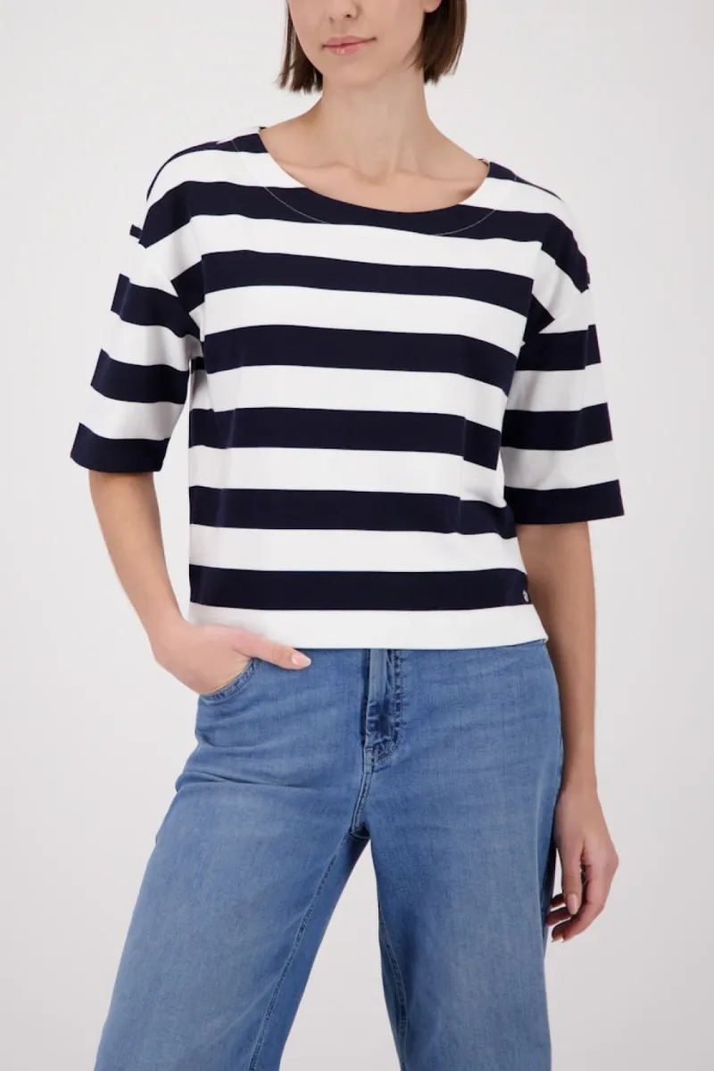 Monari-Sweatshirt with stripes-410928-756 Marine striped-MARINE