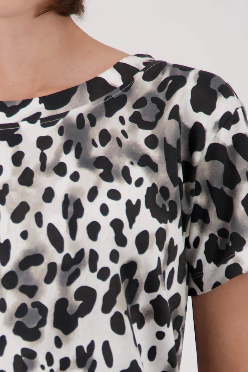 Monari-T-shirt with leo-pattern-410958-551 Coffee pattern-CAFE