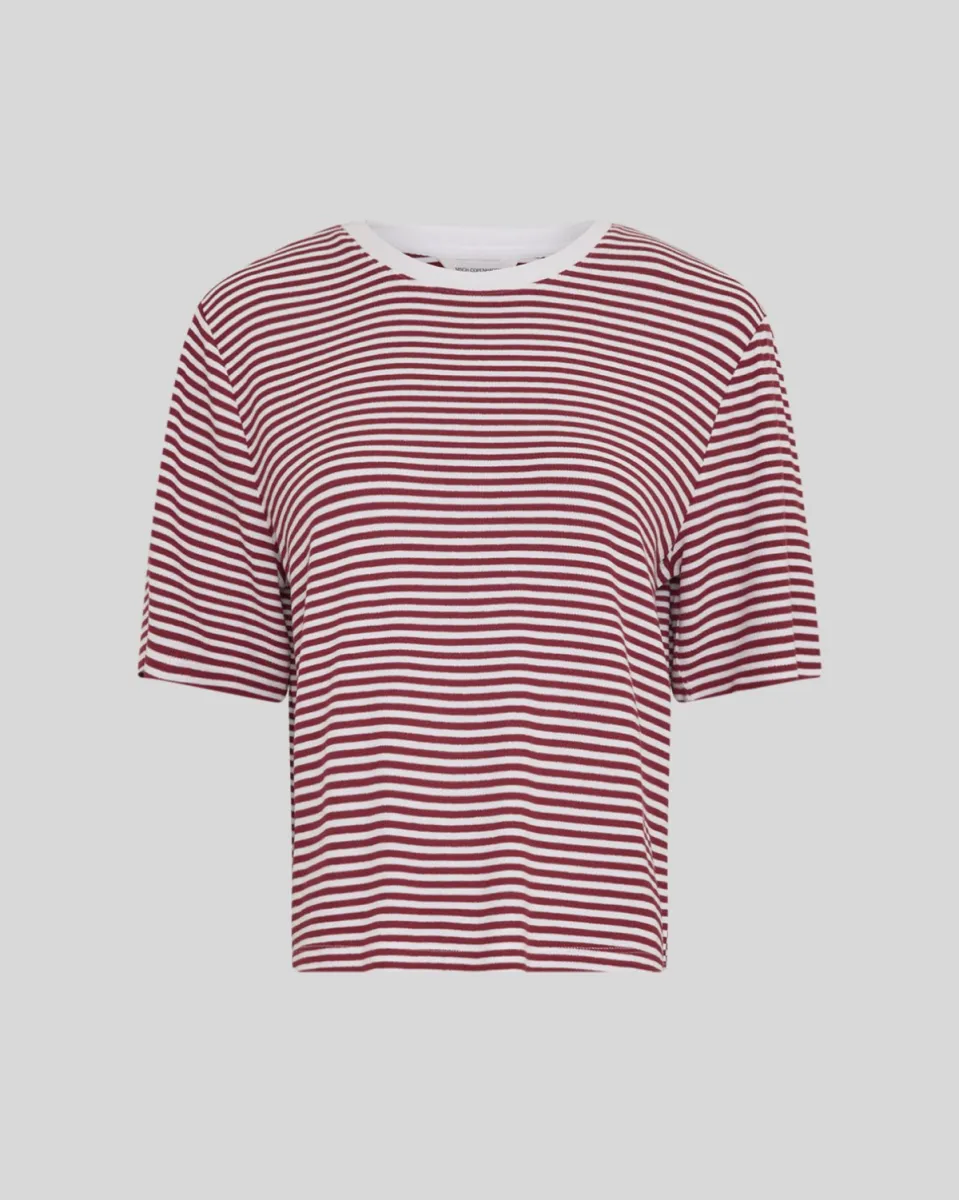 MOSS COPENHAGEN-Jana tee stp-19000-Egret/Rhubarb-ROSE COMBINATIES
