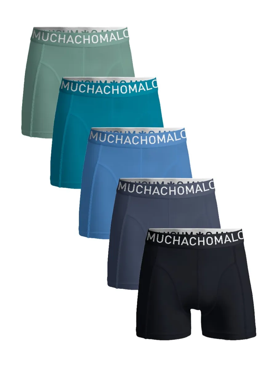 MUCHACHOMALO-Men 5-pack light cotton solid-Lcsolid1010-161 Black blue green-ZWART