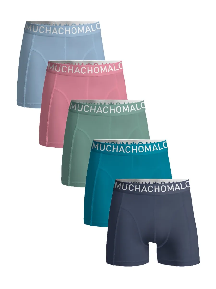MUCHACHOMALO-Men 5-pack light cotton solid-Lcsolid1010-163 Blue green pink-BLAUW