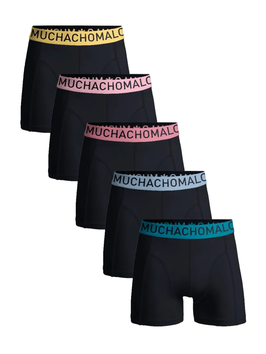 MUCHACHOMALO-Men 5-pack light cotton solid-Lcsolid1010-166 Black-ZWART