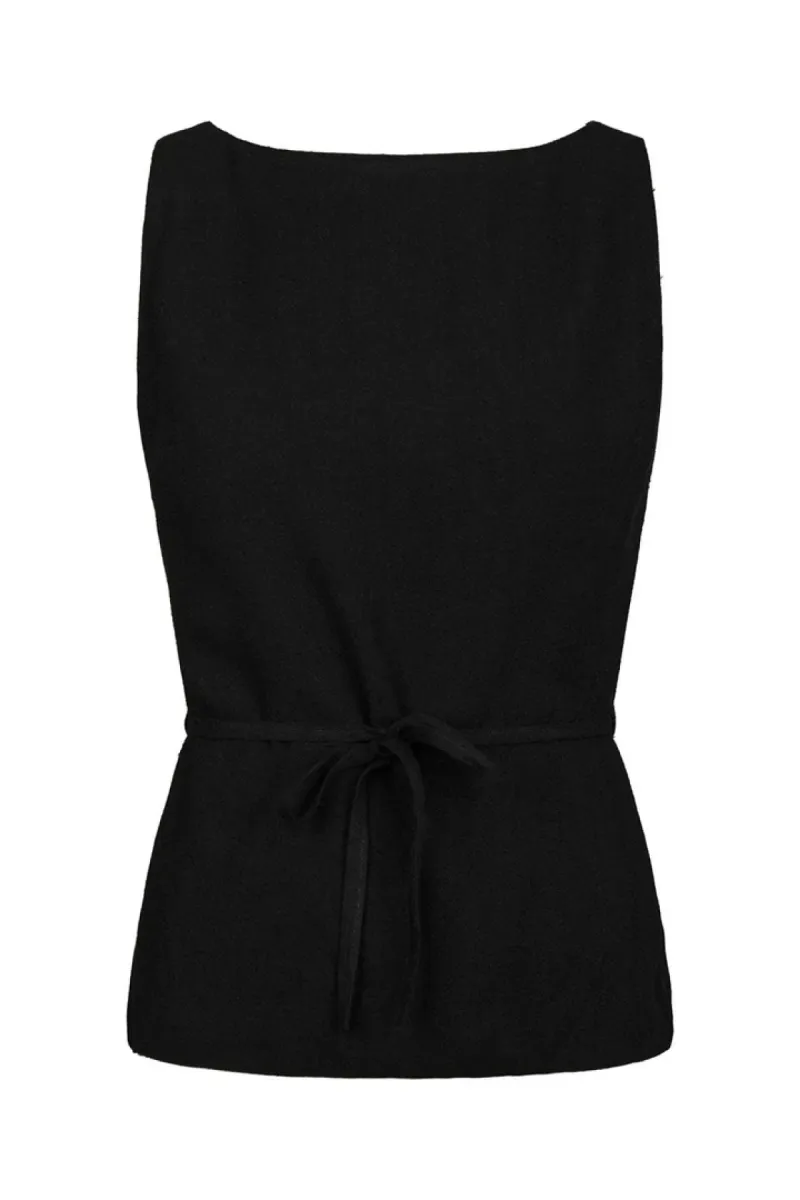 Neo Noir-Nassa linen top-165623-100 Black-ZWART