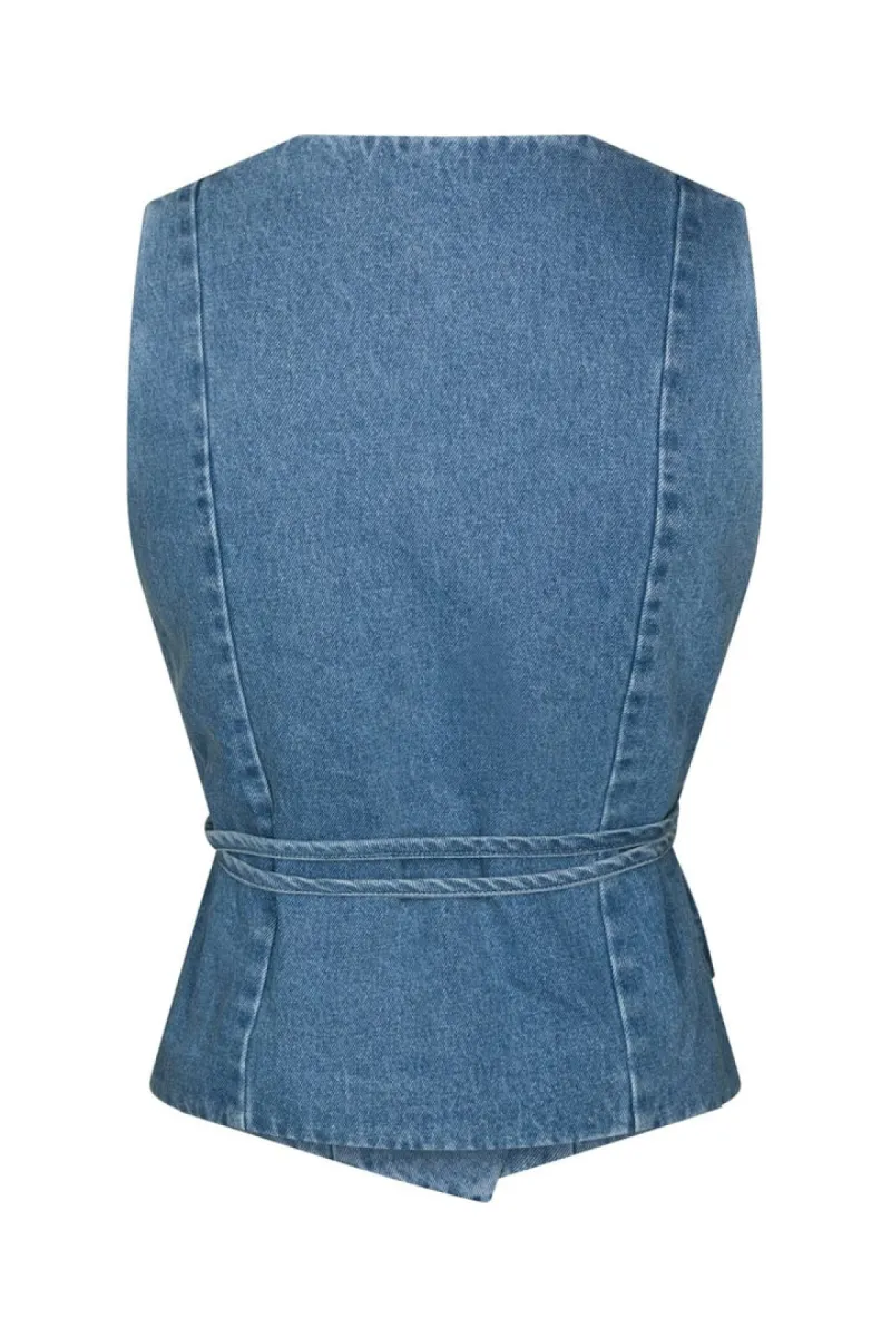 Neo Noir-Samara Denim Waistcoat-168983-140 Blue-BLUE