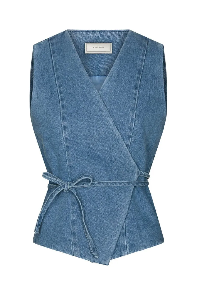 Neo Noir-Samara Denim Waistcoat-168983-140 Blue-BLUE