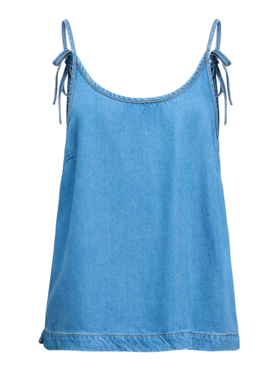 OBJECT-OBJFRAME SINGLET DENIM TOP 145 ND-23049268-Light Blue Denim-LICHT DENIM