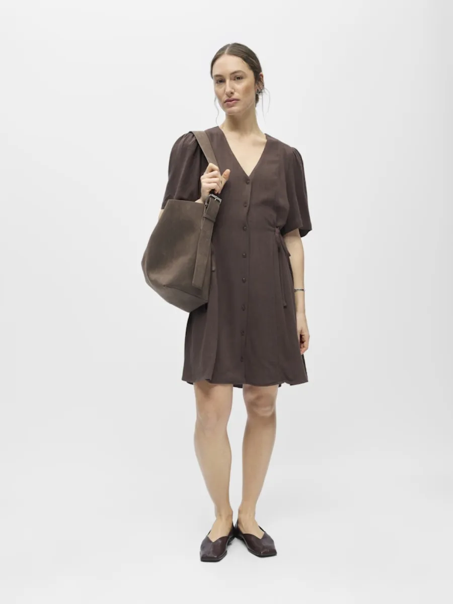 object-objsanne-s-s-re-short-dress-145-nd-23049283-seal-brown-bruin-4 OBJECT-OBJSANNE S/S RE SHORT DRESS 145 ND-23049283-Seal Brown-BRUIN