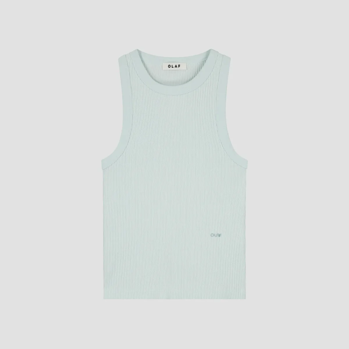 Olaf-Retro logo rib tank top-W250100-Salt air-LICHT BLAUW