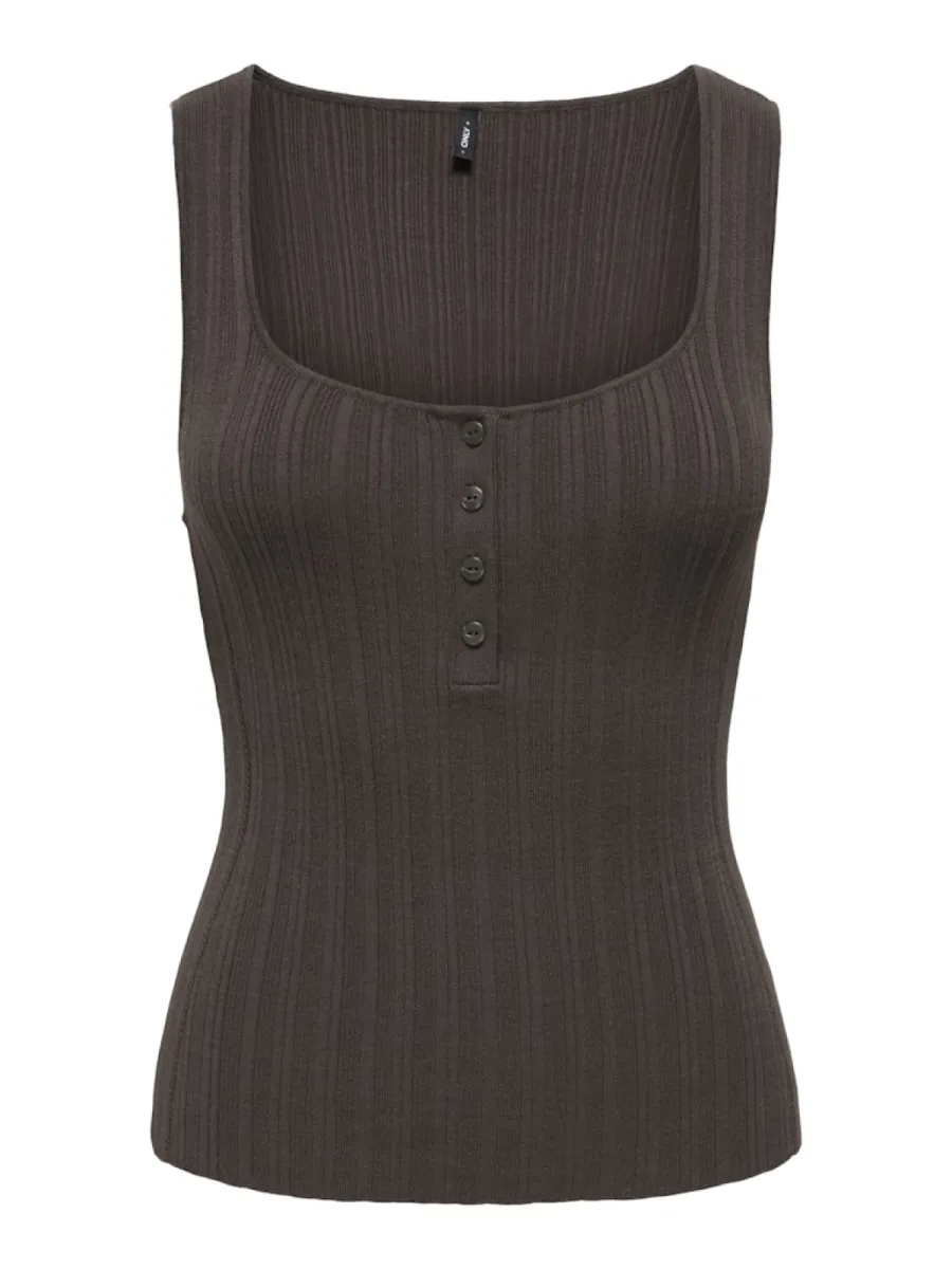 ONLY-ONLBREE SL SQUARE NECK TANK TOP CC-15373256-Chocolate Martini-CHOCOLADE