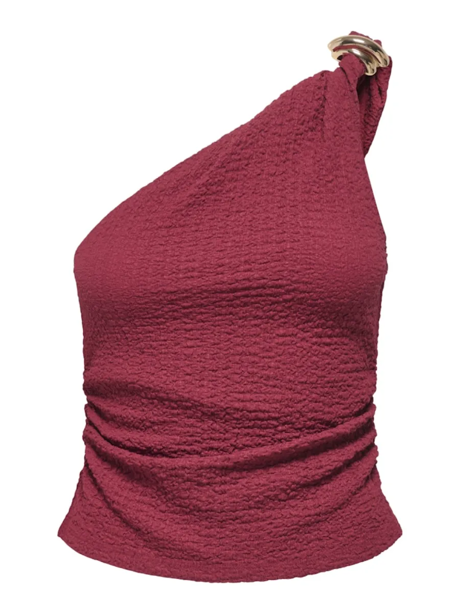 ONLY-ONLERIKKA ASSYMETRIC CRINKLE TOP PN-15374559-Brick Red-ROOD