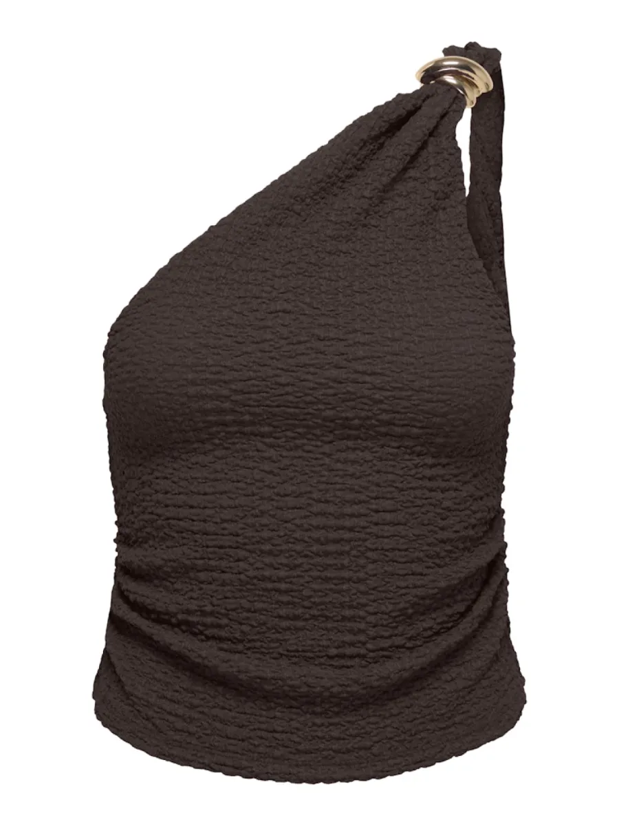 ONLY-ONLERIKKA ASSYMETRIC CRINKLE TOP PN-15374559-Coffee Bean-CAFE