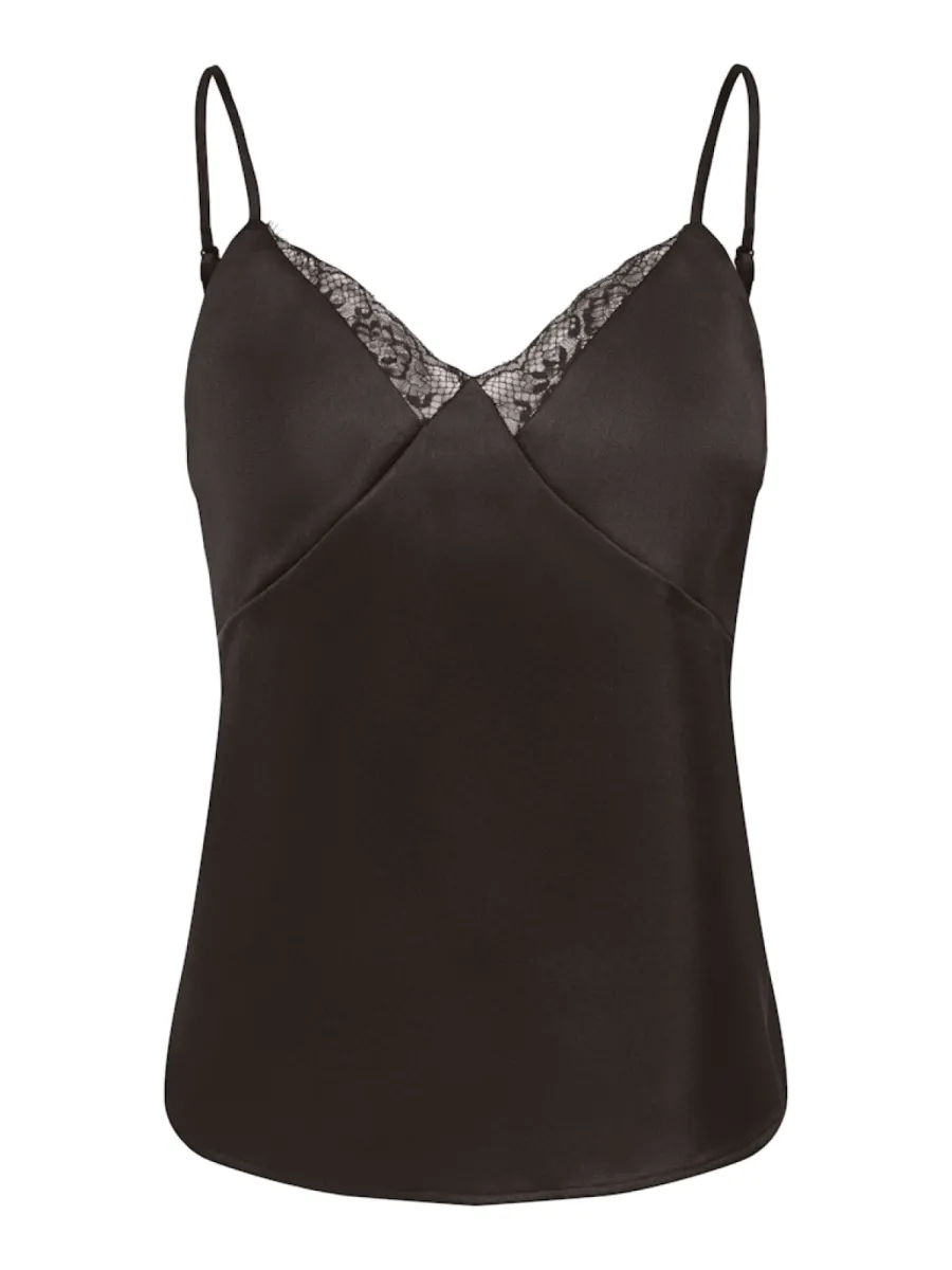 ONLY-ONLFARAYA STRAP LACE SATIN TOP WVN-15380254-Chocolate Torte-CHOCOLADE