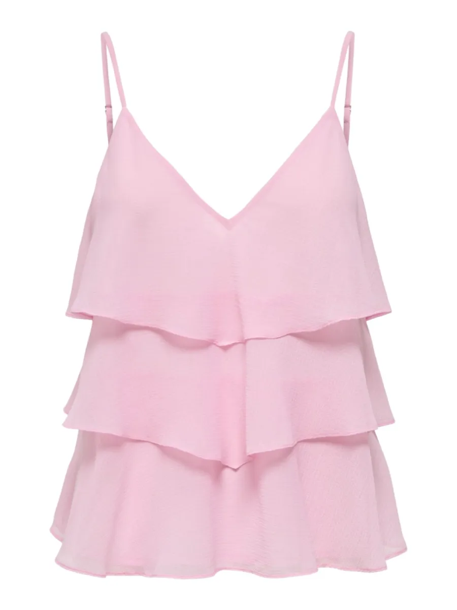 ONLY-ONLLINN LIFE FLOUNCE SINGLET WVN NO-15351364-Romance Rose-ROSE