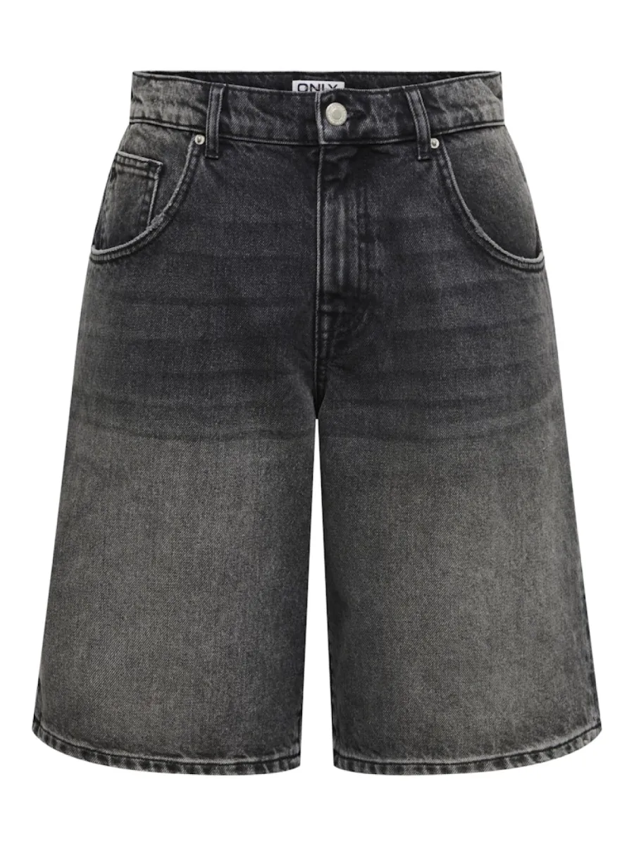 ONLY-ONLMATE REG BAGGY LONG SHORTS DNM N-15340976-Washed Black-ZWART