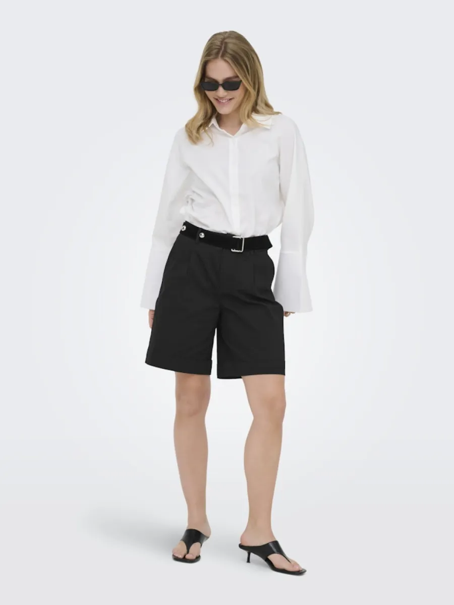 ONLY-ONLROSALIE HW BERMUDA SHORTS PNT NO-15328121-Black-BLACK