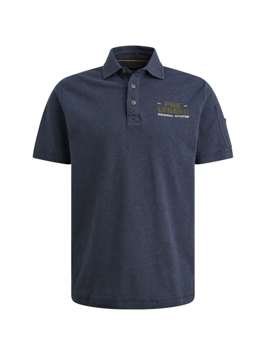 PME LEGEND-Short sleeve polo pique melange-PPSS2606844-5332 Sargasso sea-ZEE GROEN