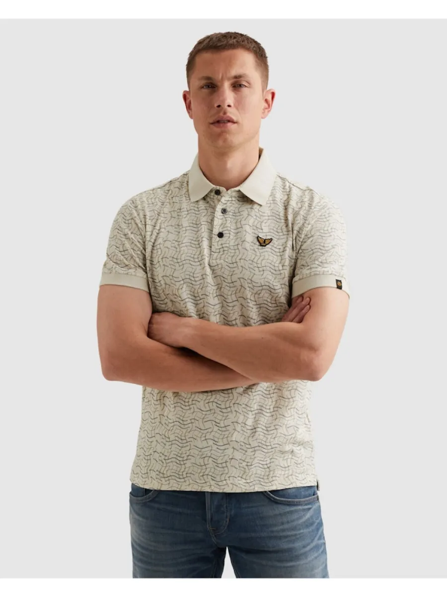 PME LEGEND-Short sleeve polo slub jersey aop-PPSS2606893-7013 Bone white-WIT