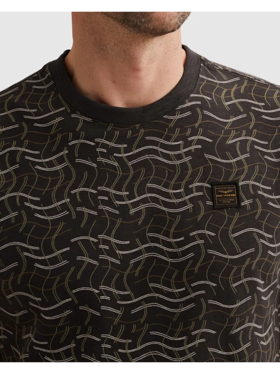 PME LEGEND-Short sleeve r-neck slub jersey aop-PTSS2606557-9140 Obsidian-PAARS