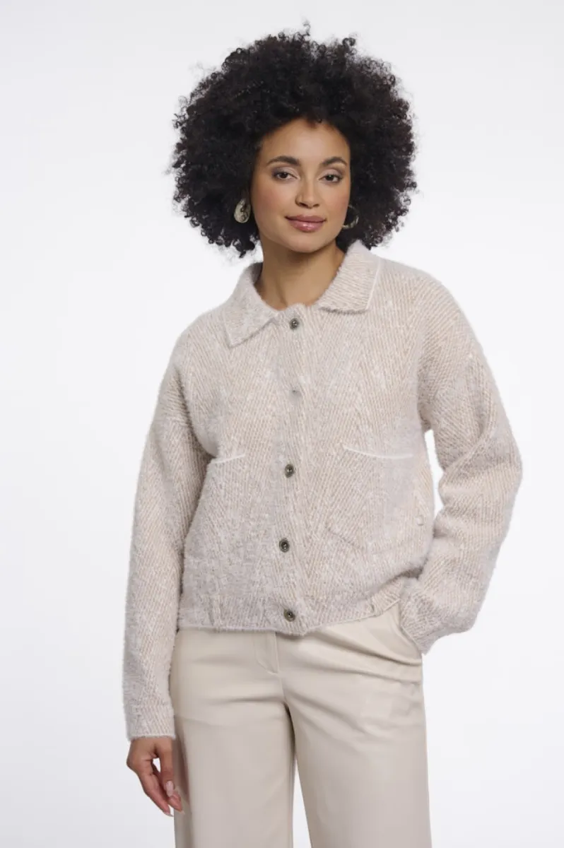RINO & PELLE-Boxy Jacket-Bubbly.5012611-11152 Beige Herringbone-BEIGE