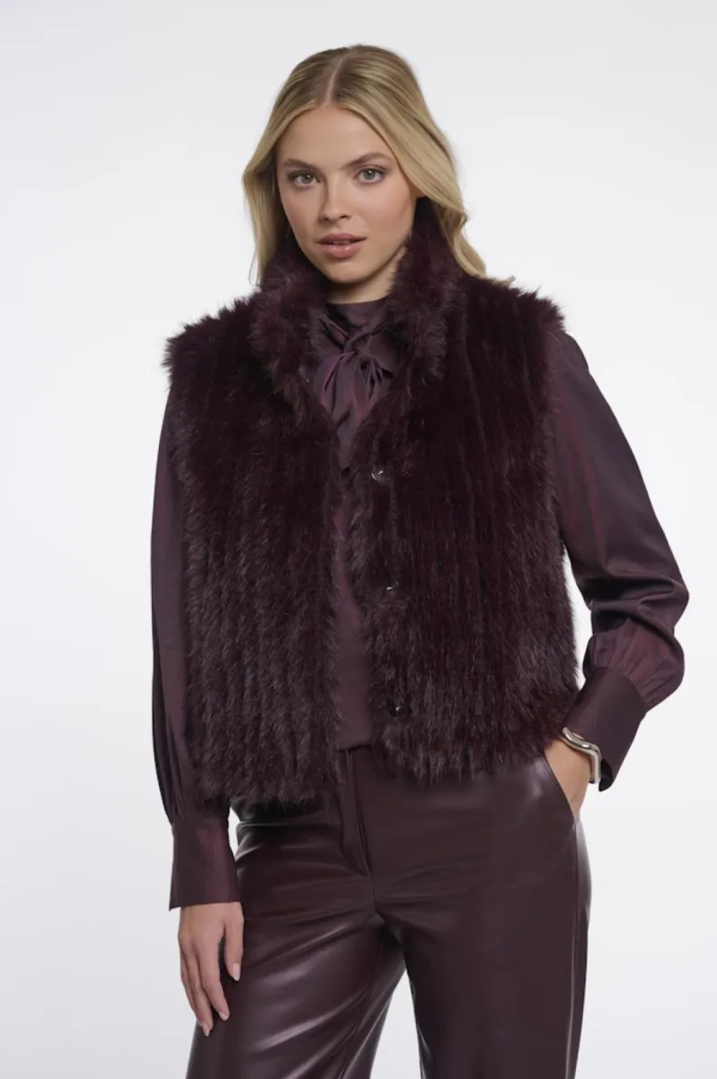 RINO & PELLE-Waistcoat With Closure-Dava.7002611-10873 Chocolate Bean-CHOCOLADE