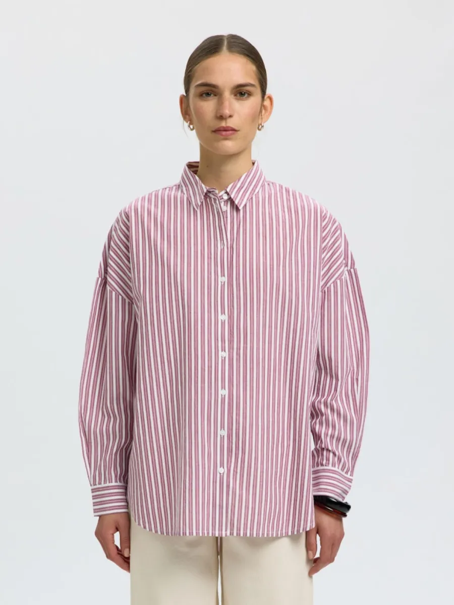 Selected Femme-SLFEMMA-SANNI LS STRIPED SHIRT NOOS-16088971-Anemone Stripes-ROOD COMBINATIES