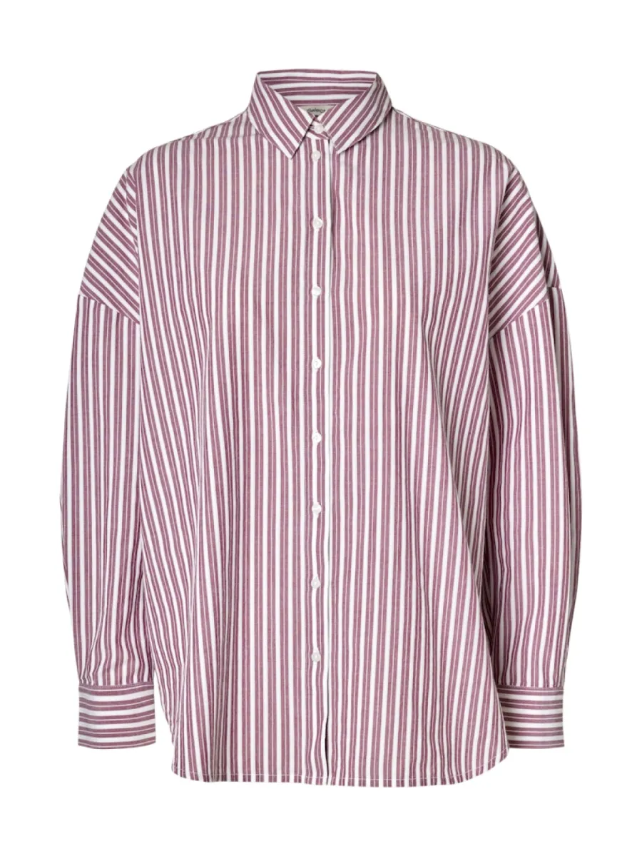 Selected Femme-SLFEMMA-SANNI LS STRIPED SHIRT NOOS-16088971-Anemone Stripes-ROOD COMBINATIES
