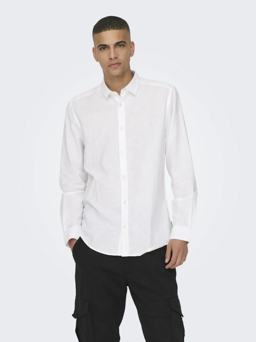 SONS-ONSCAIDEN LS SOLID LINEN SHIRT NOOS-22012321-White-WIT