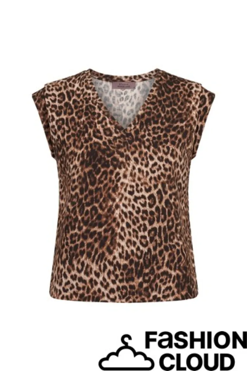 STUDIO ANNELOES-Leone leopard vneck top-13959-9997 Multi color-MULTICOLOR