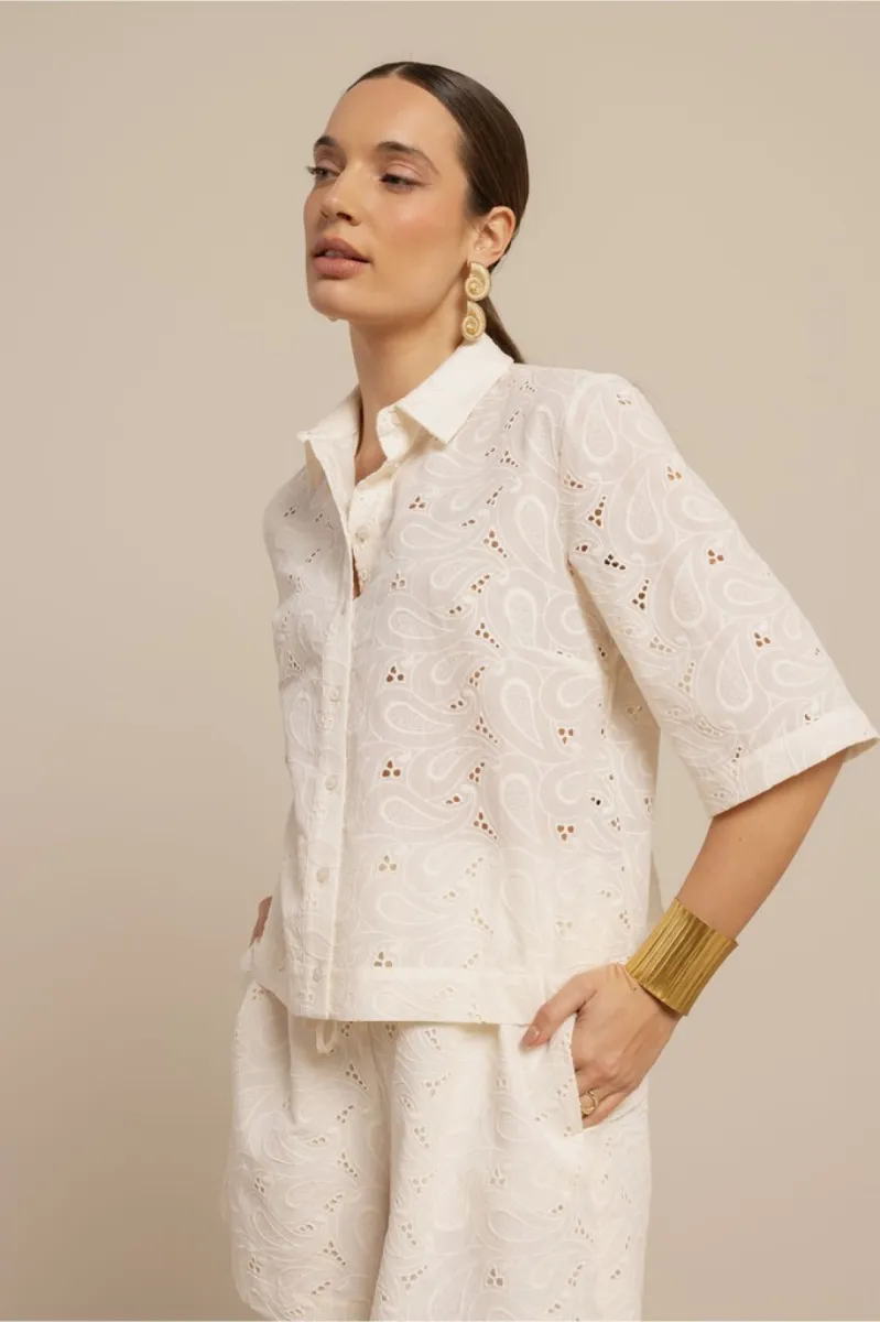 STUDIO ANNELOES-Nyra broderie blouse-13870-1700 Ecru-ECRU