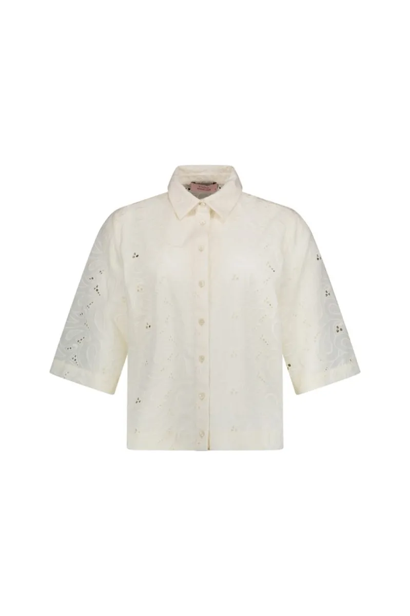 STUDIO ANNELOES-Nyra broderie blouse-13870-1700 Ecru-ECRU