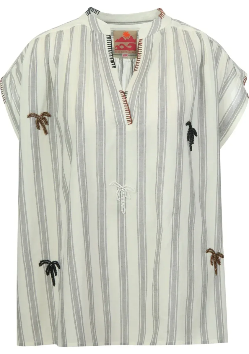 The Shirt Project-Blouse KM-51609-0000_10893 Schwarz Ecru-WIT COMBINATIES