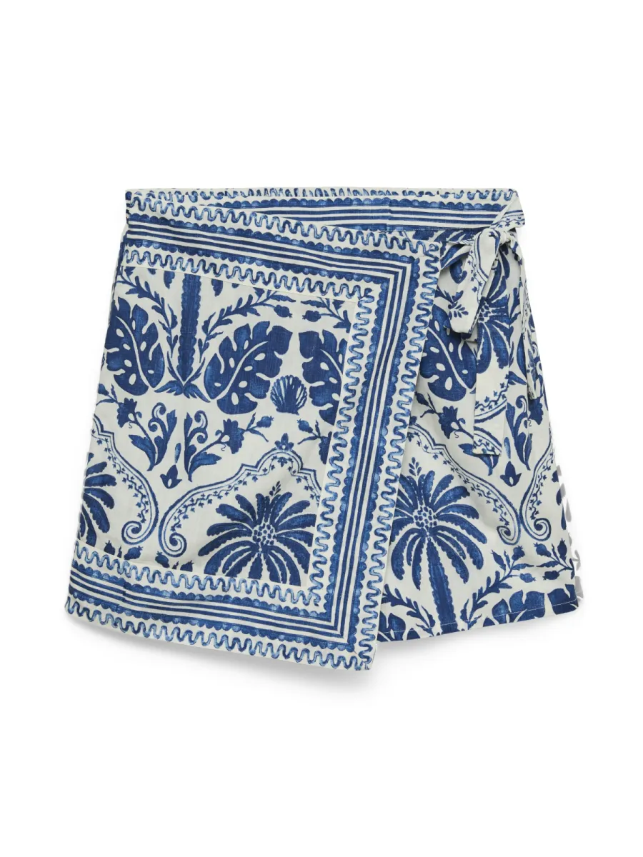 VERO MODA-VMADELINE WRAP SKORT EXP-10352810-Birch-BLAUW COMBINATIE