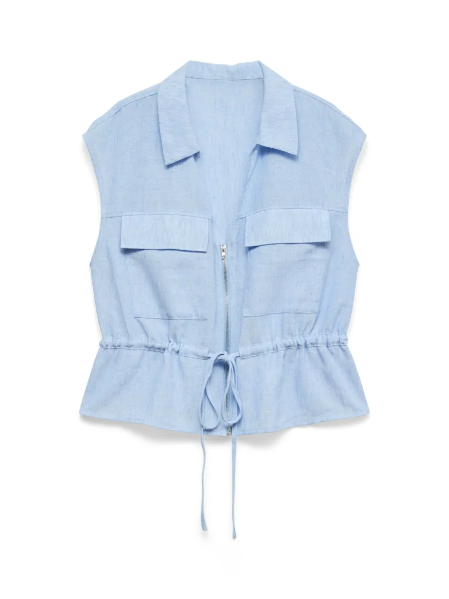 VERO MODA-VMCHARLINE SL ZIP TIE TOP EXP-10350440-Della Robbia Blue-BLUE