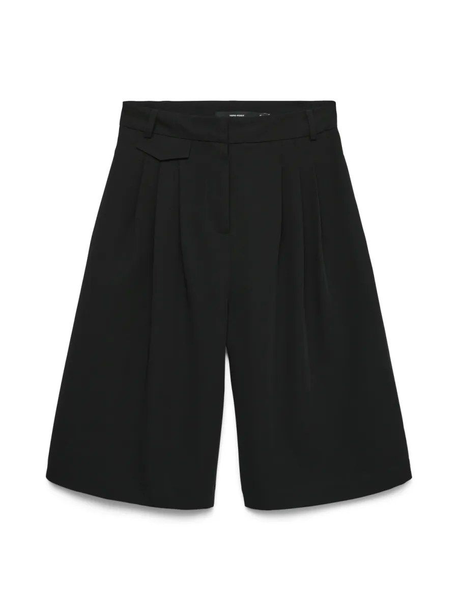 VERO MODA-VMELINA MW LONG BERMUDA SHORTS-10350485-Black-BLACK