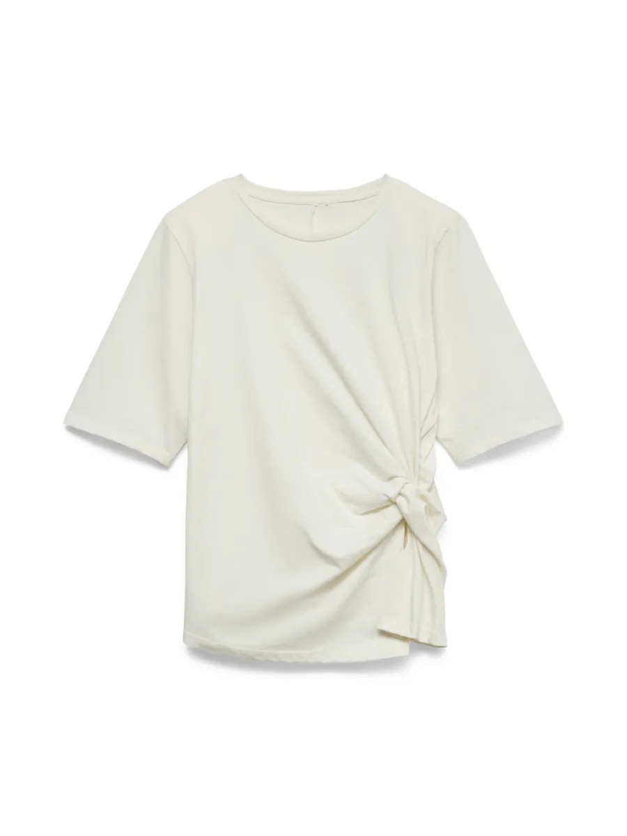 VERO MODA-VMRICKY SS KNOT TEE JRS EXP SB3-10352333-Snow White-OFF WHITE