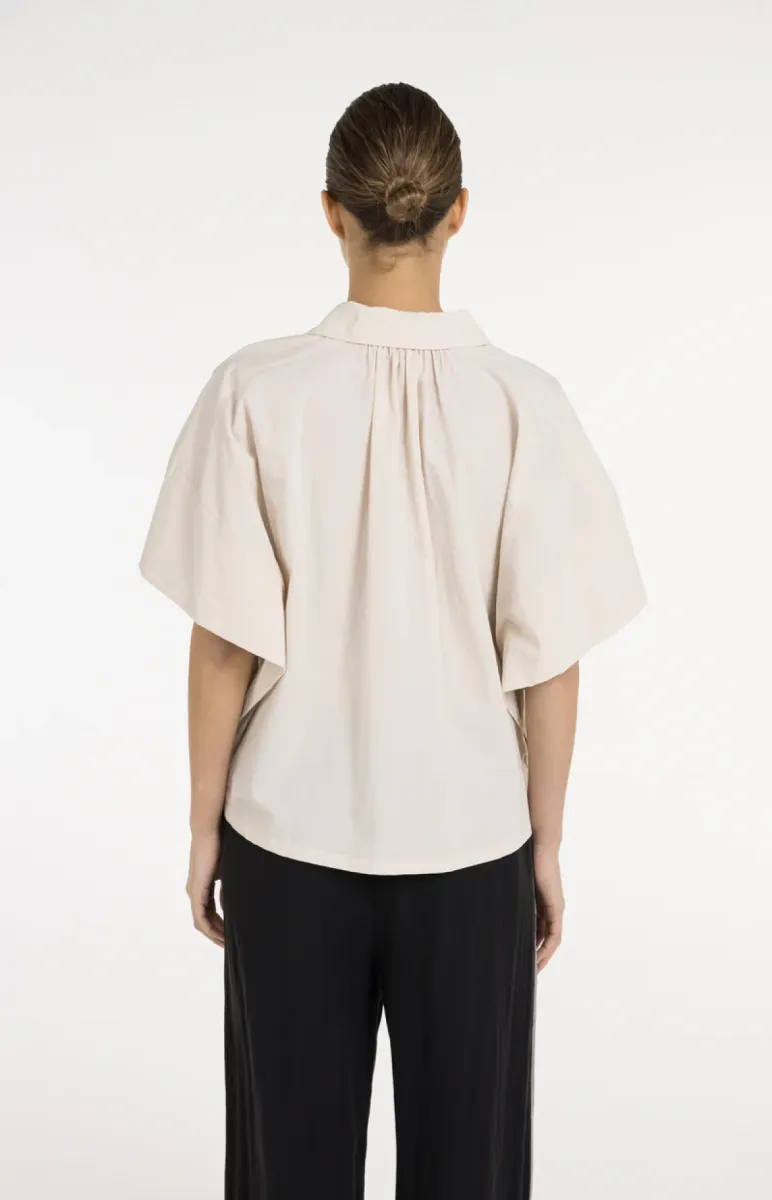 YAYA-Blouse with sleeve detail; Cotton; 99067-01-201220-605-99067-ECRU